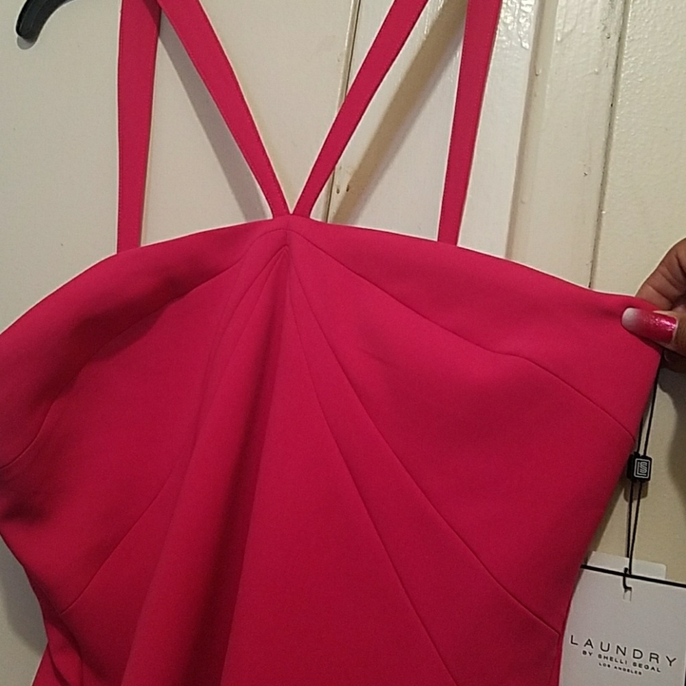 LAUNDRY by Shelli Segal Bright Rose Crepe Dress